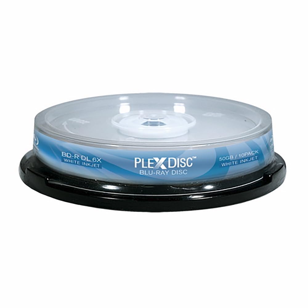 50 GB 6X Blu-ray Double Layer White Inkjet Recordable Disc BD-R DL, 10-Disc Spindle J997