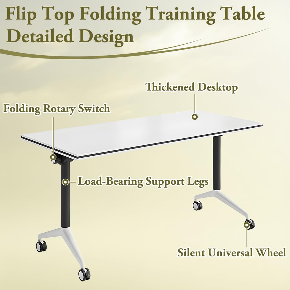 Foldable Mobile Seminar Table with Locking Casters, 8 Pack E995