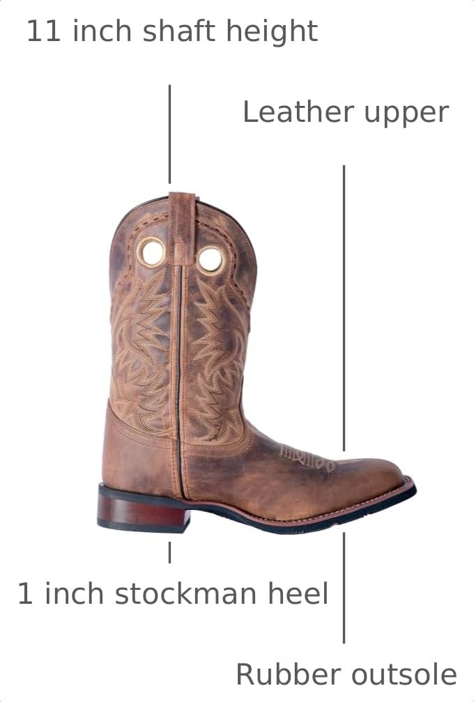 Black Mid Calf Square Toe Pull On Boots C971