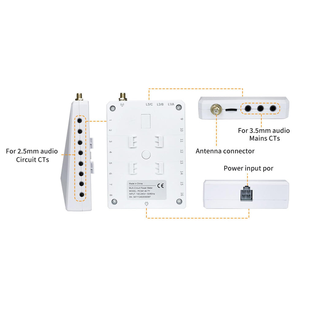 WiFi 3 Phase 4 Wire Bidirectional Energy Meter with Sensors R591