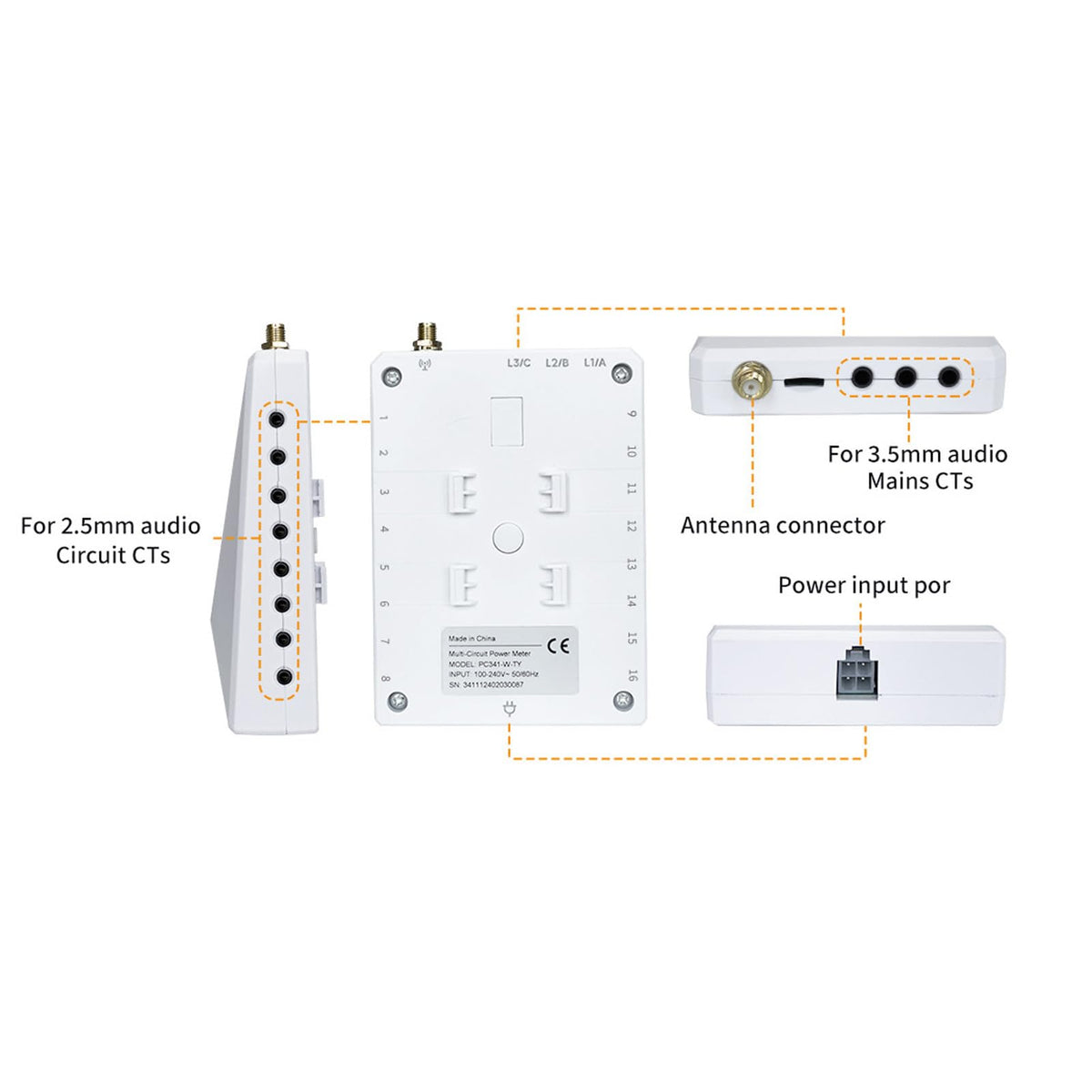 WiFi 3 Phase 4 Wire Bidirectional Energy Meter with Sensors R591
