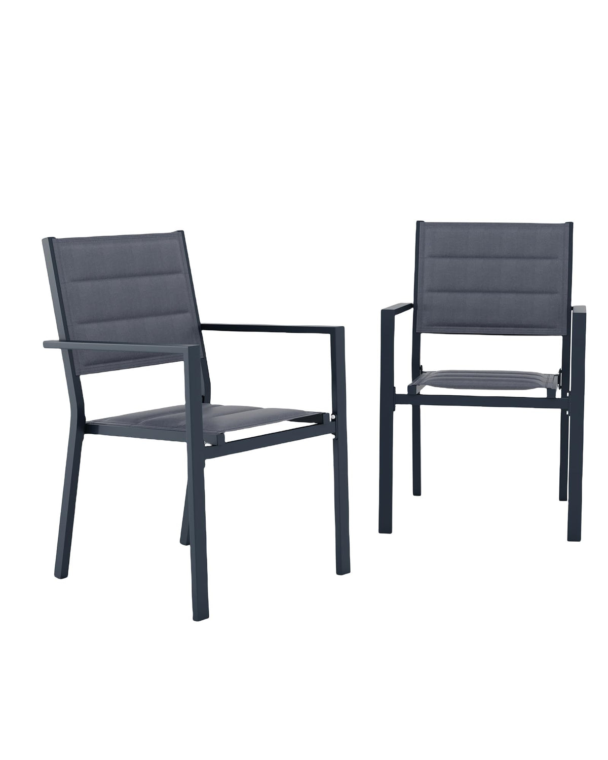 Aluminum Stackable Patio Dining Chairs Set of 2 Dark Grey I57405