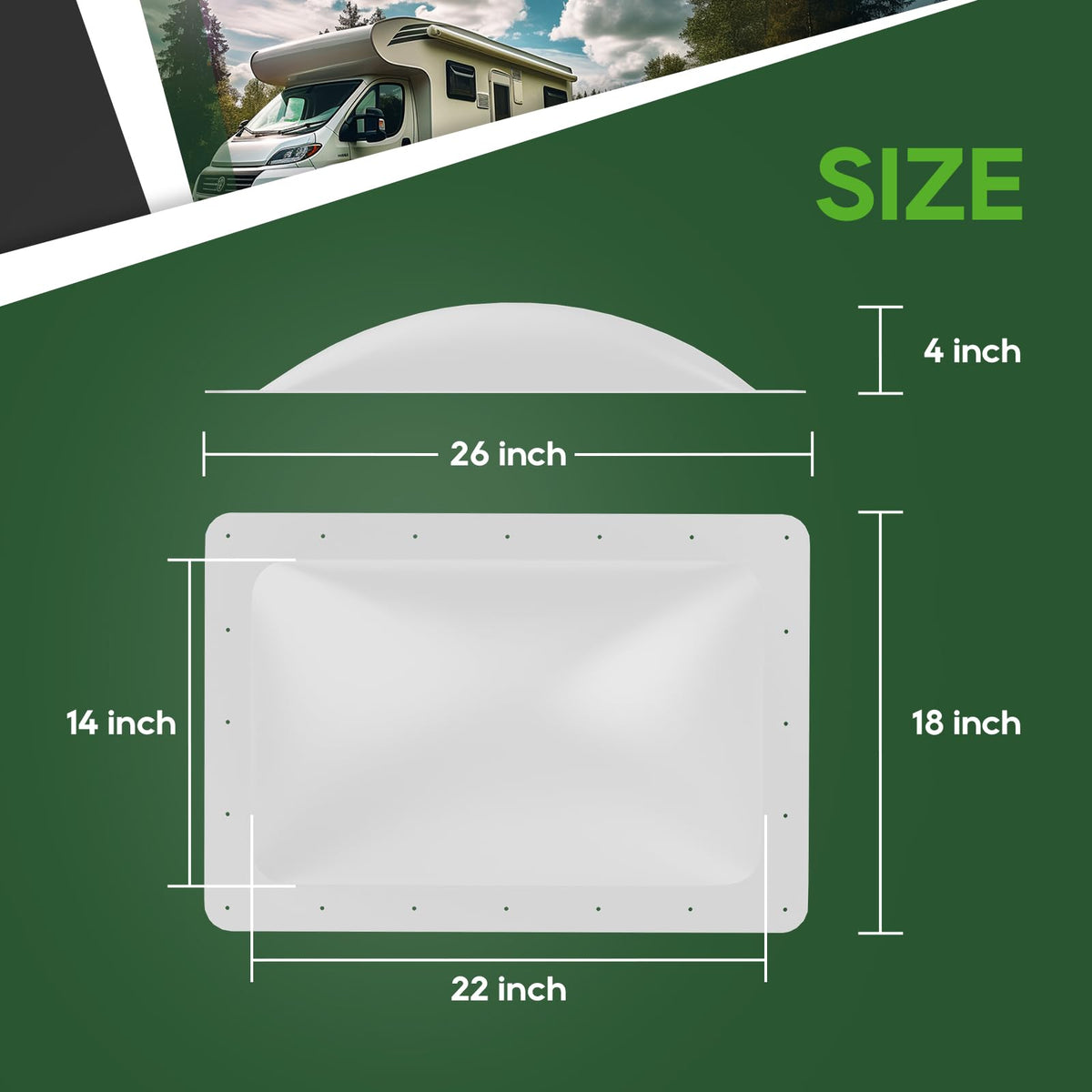 White 18" x 26" RV Skylight Replacement S22538