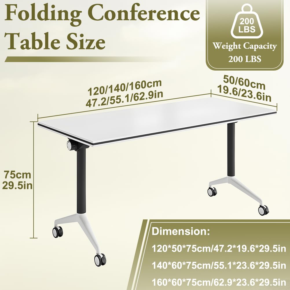 Foldable Mobile Seminar Table with Locking Casters, 8 Pack E995