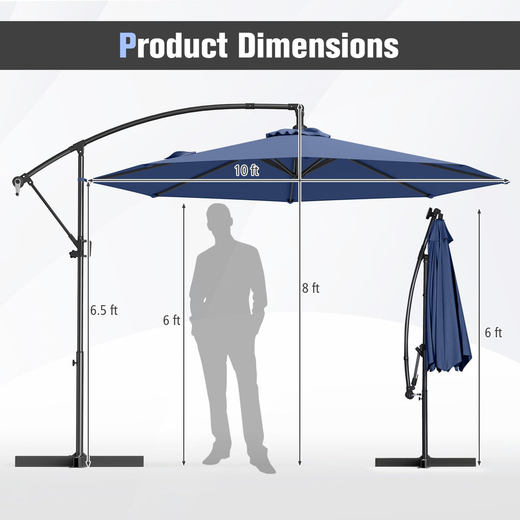 10 FT Navy Offset Cantilever Umbrella U95424