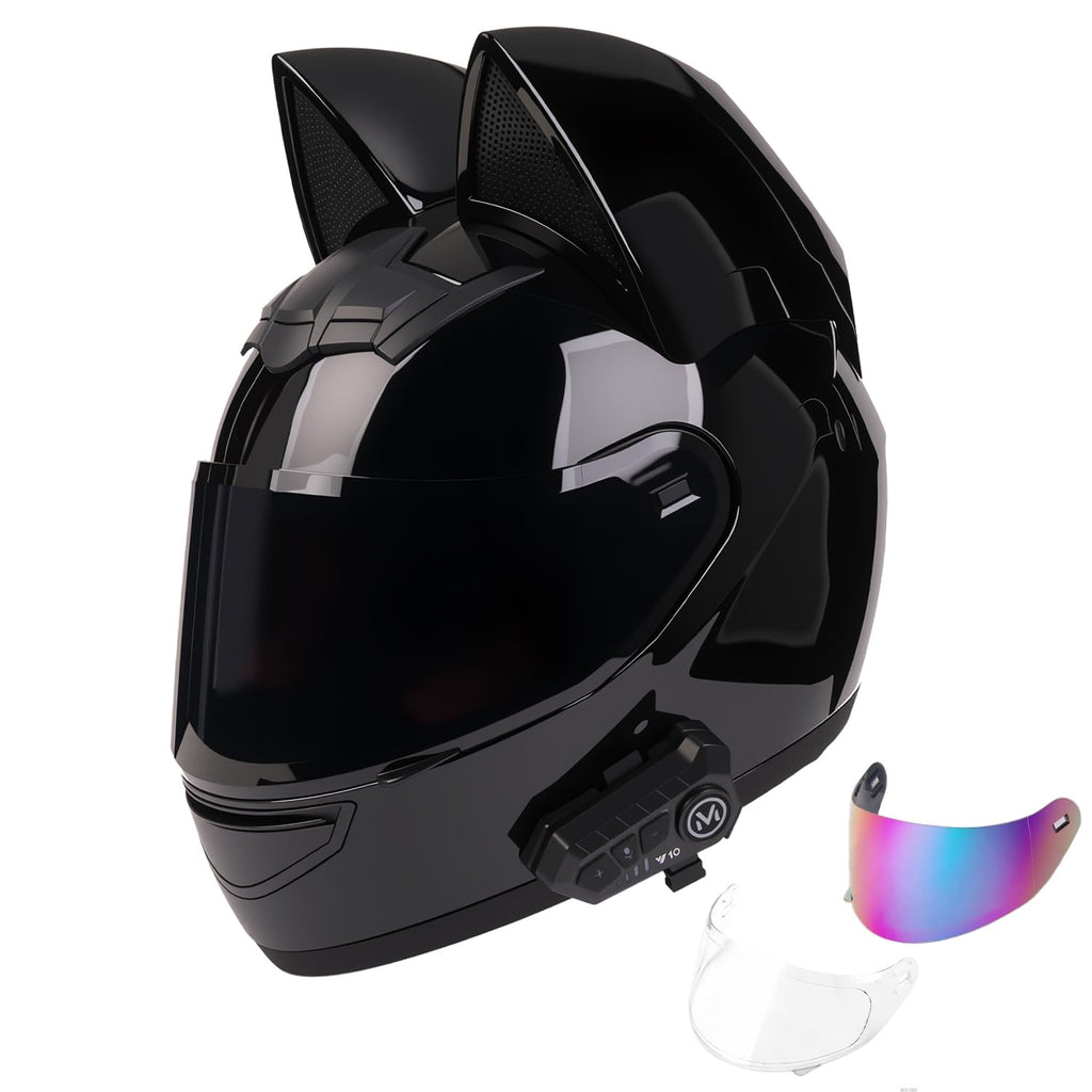 Bluetooth Motorcycle Cat Ear Full Face Helmet DOT Approved C22716