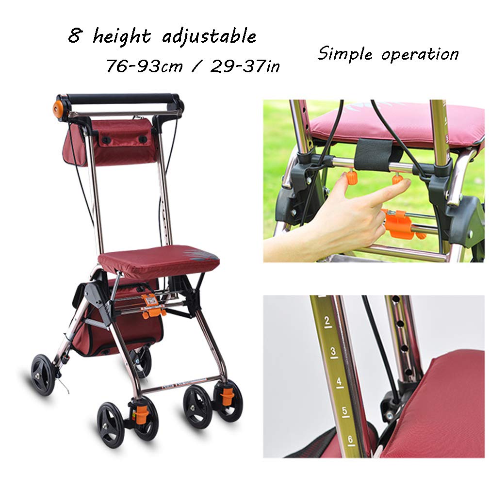 4 Wheels Foldable Rollator Walker with Seat E9309