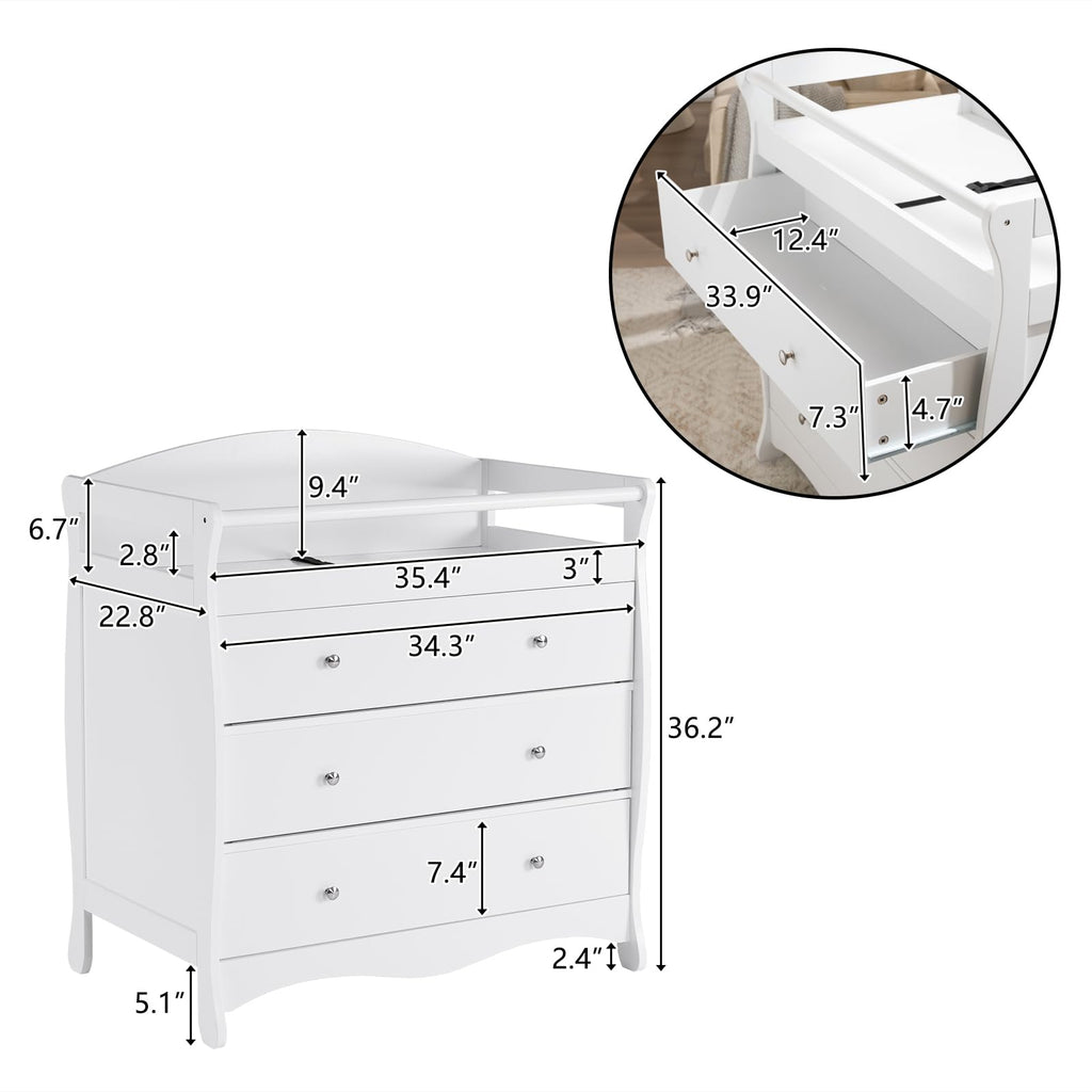 White Changing Table Dresser J17474