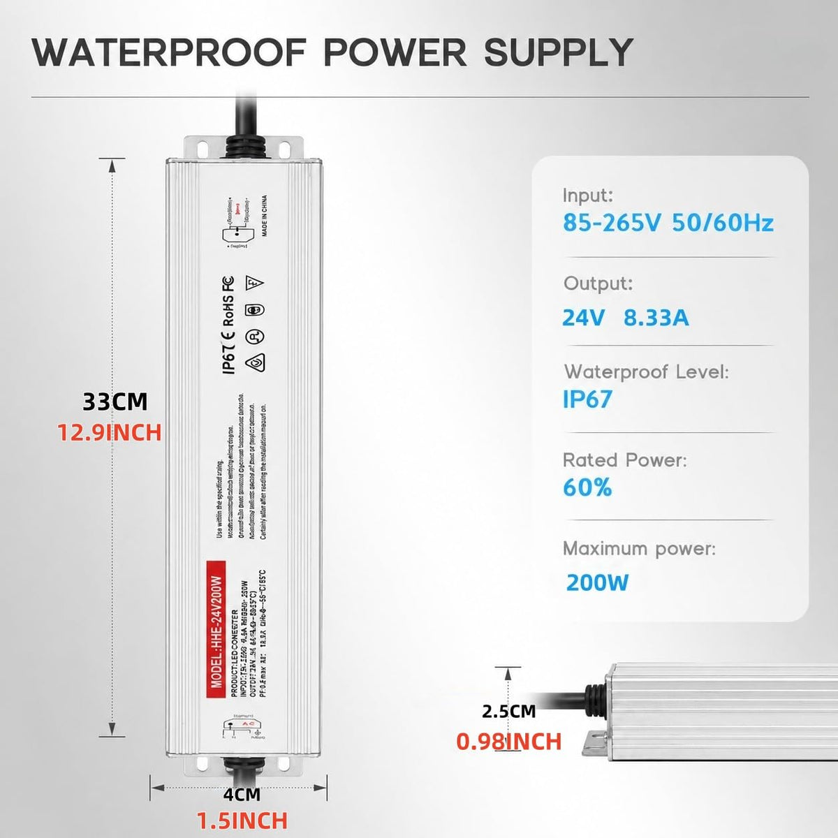 24V 200W IP67 Waterproof LED Power Supply U676047