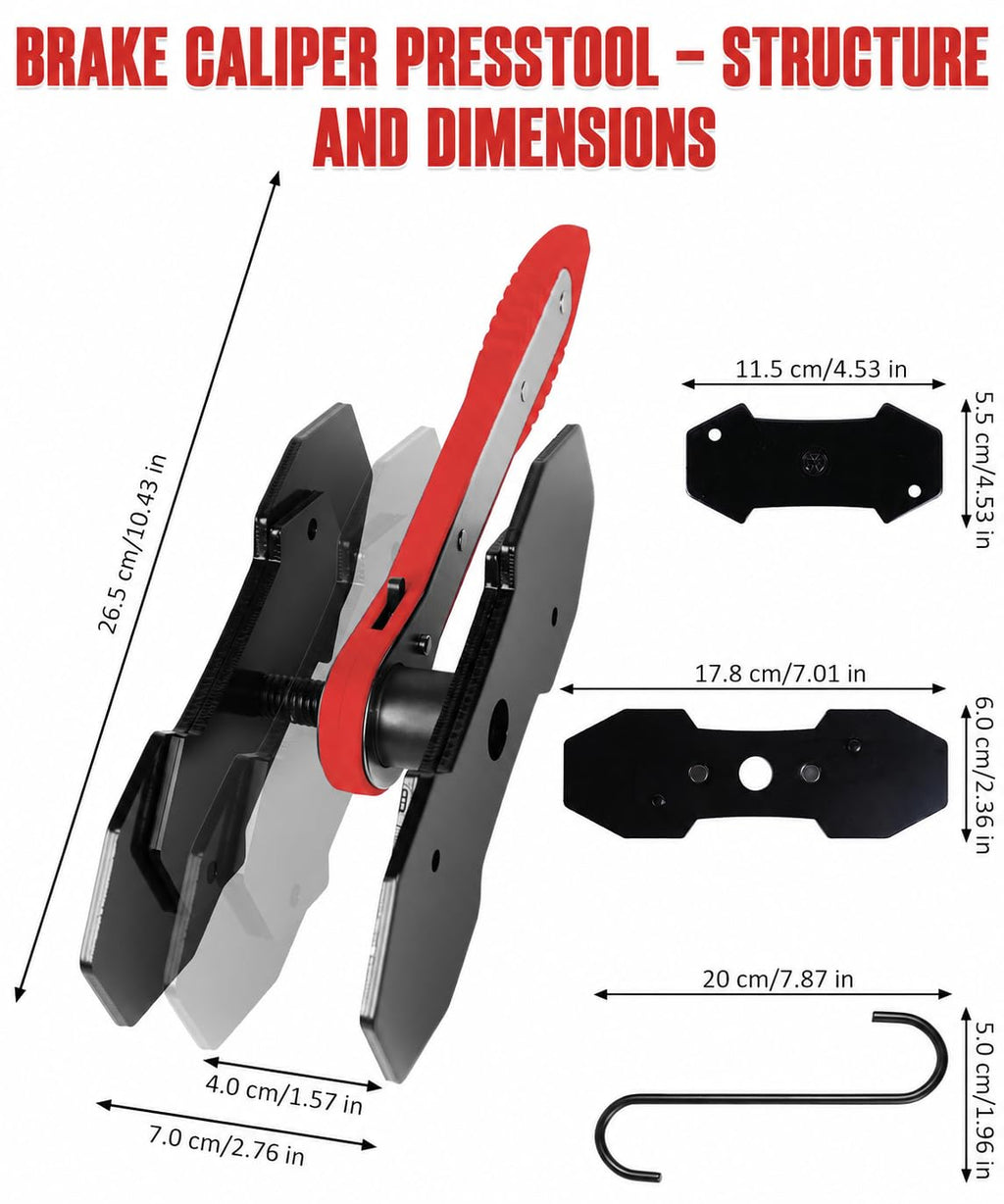 Brake Caliper Compression Tool with 2 Steel Plates and 2 Hooks I81073