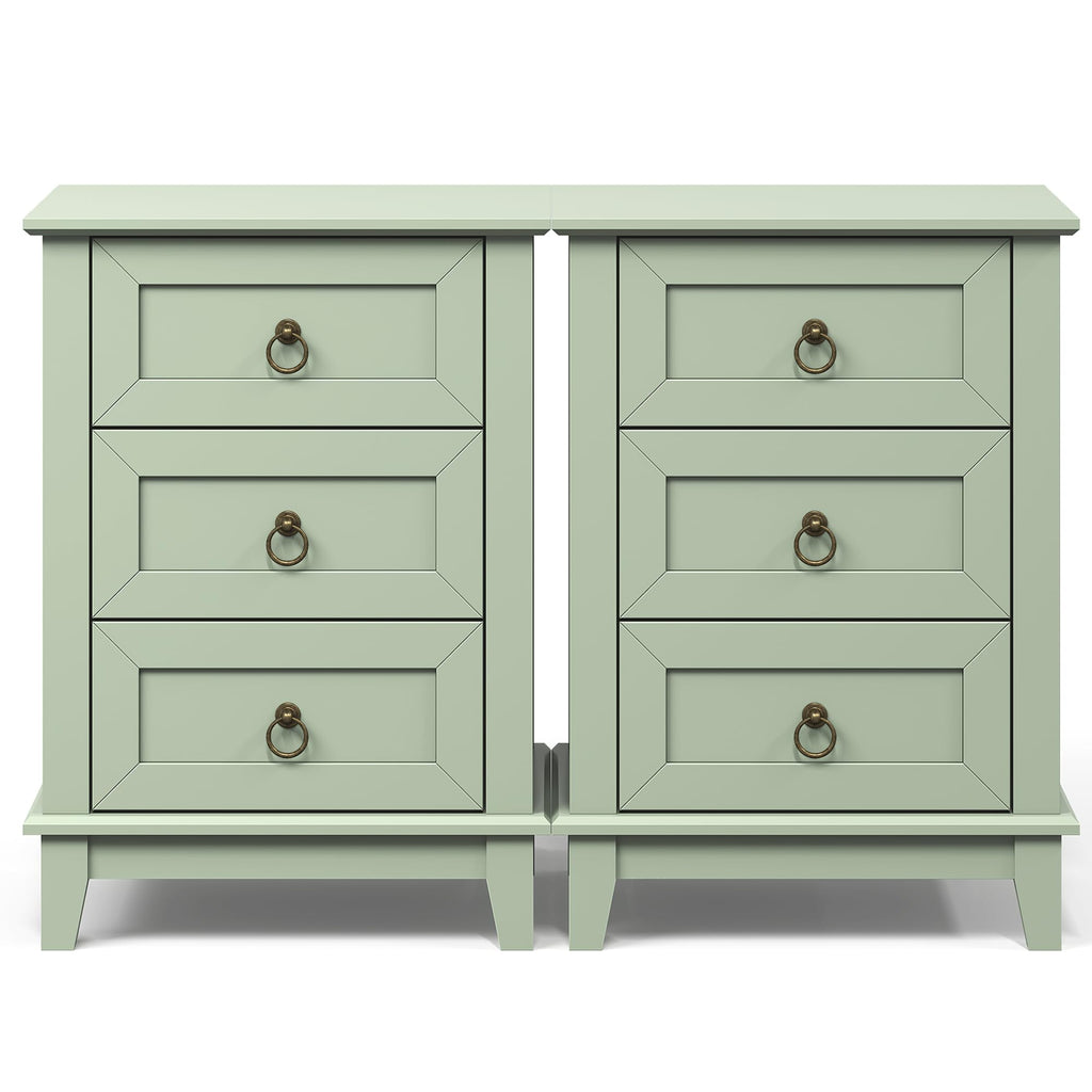Tall Wooden Nightstand Set of 2 with 3 Drawers Y126