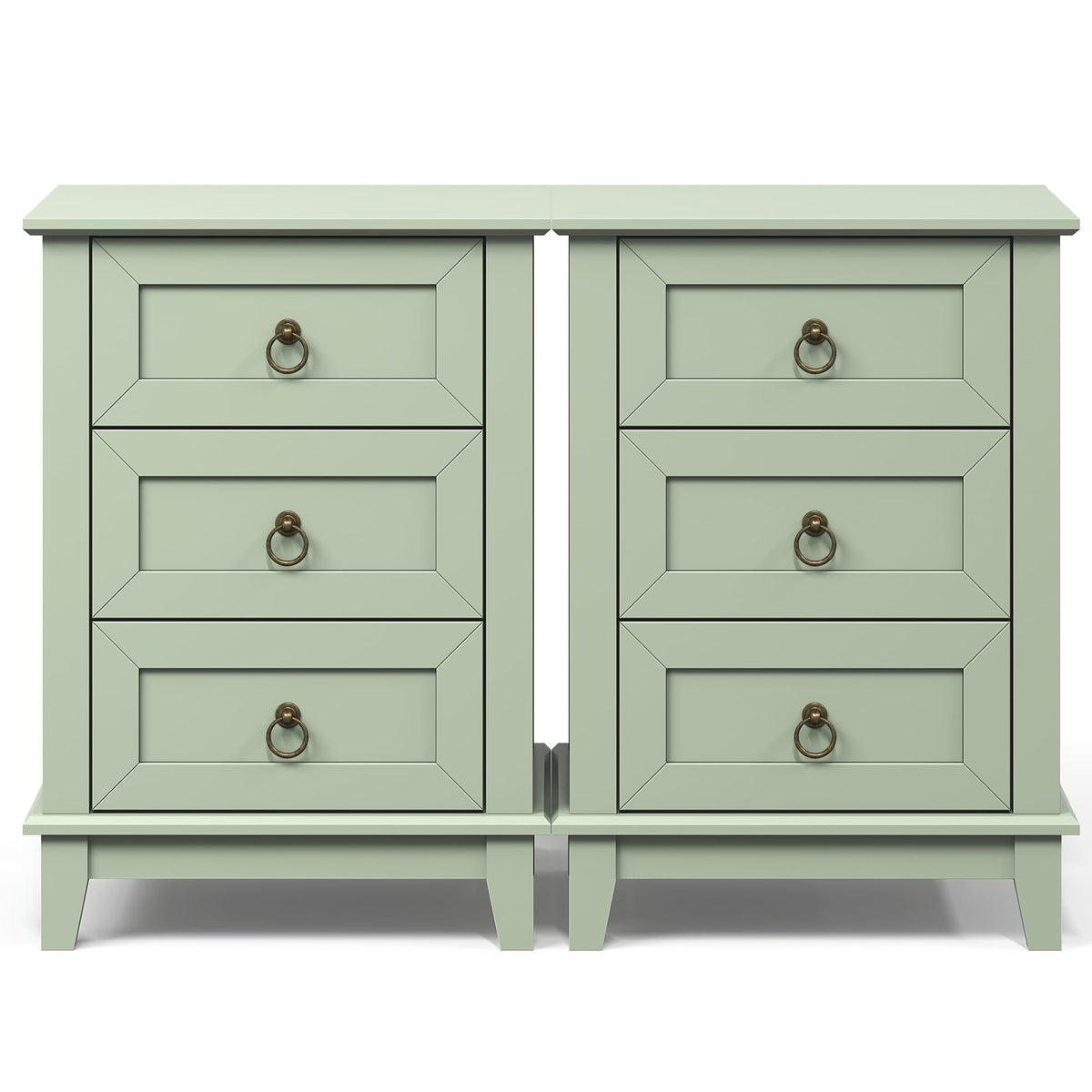 Tall Wooden Nightstand Set of 2 with 3 Drawers Y126