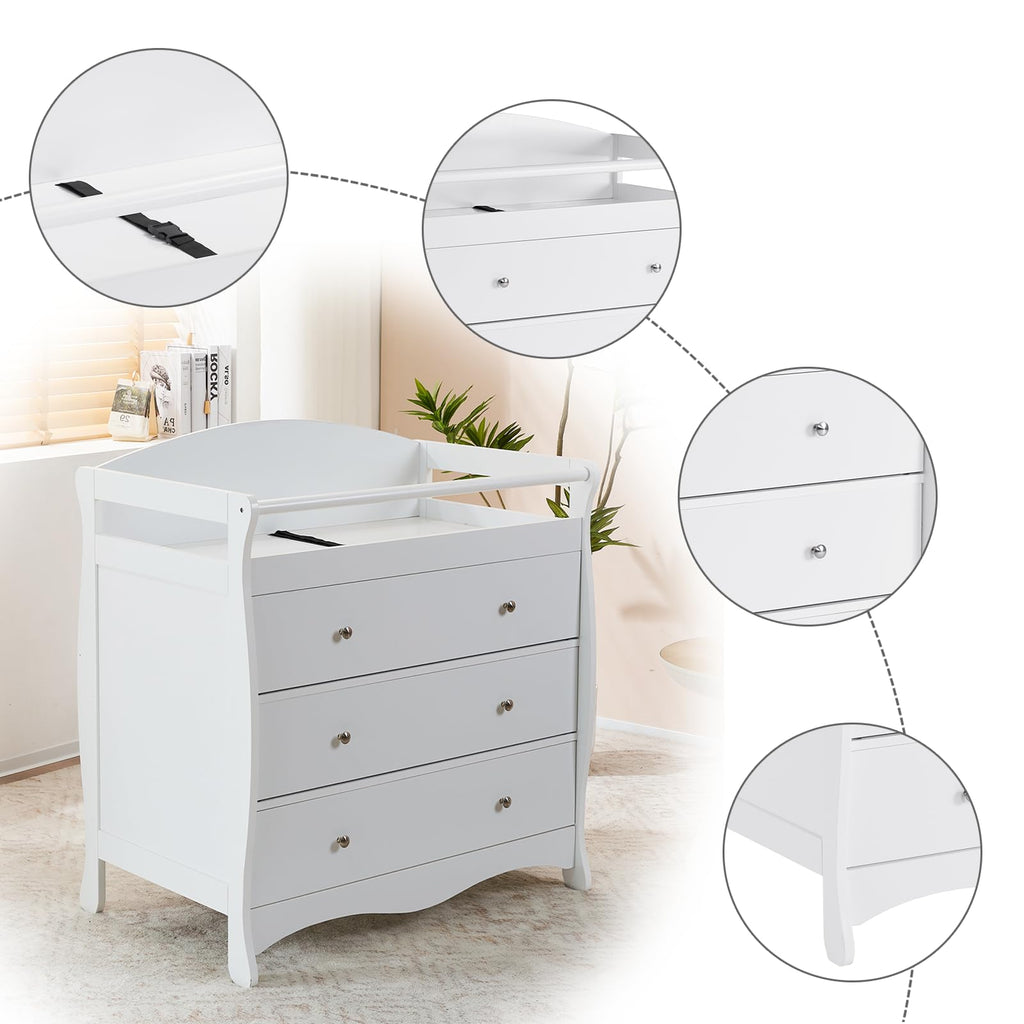 White Changing Table Dresser J17474