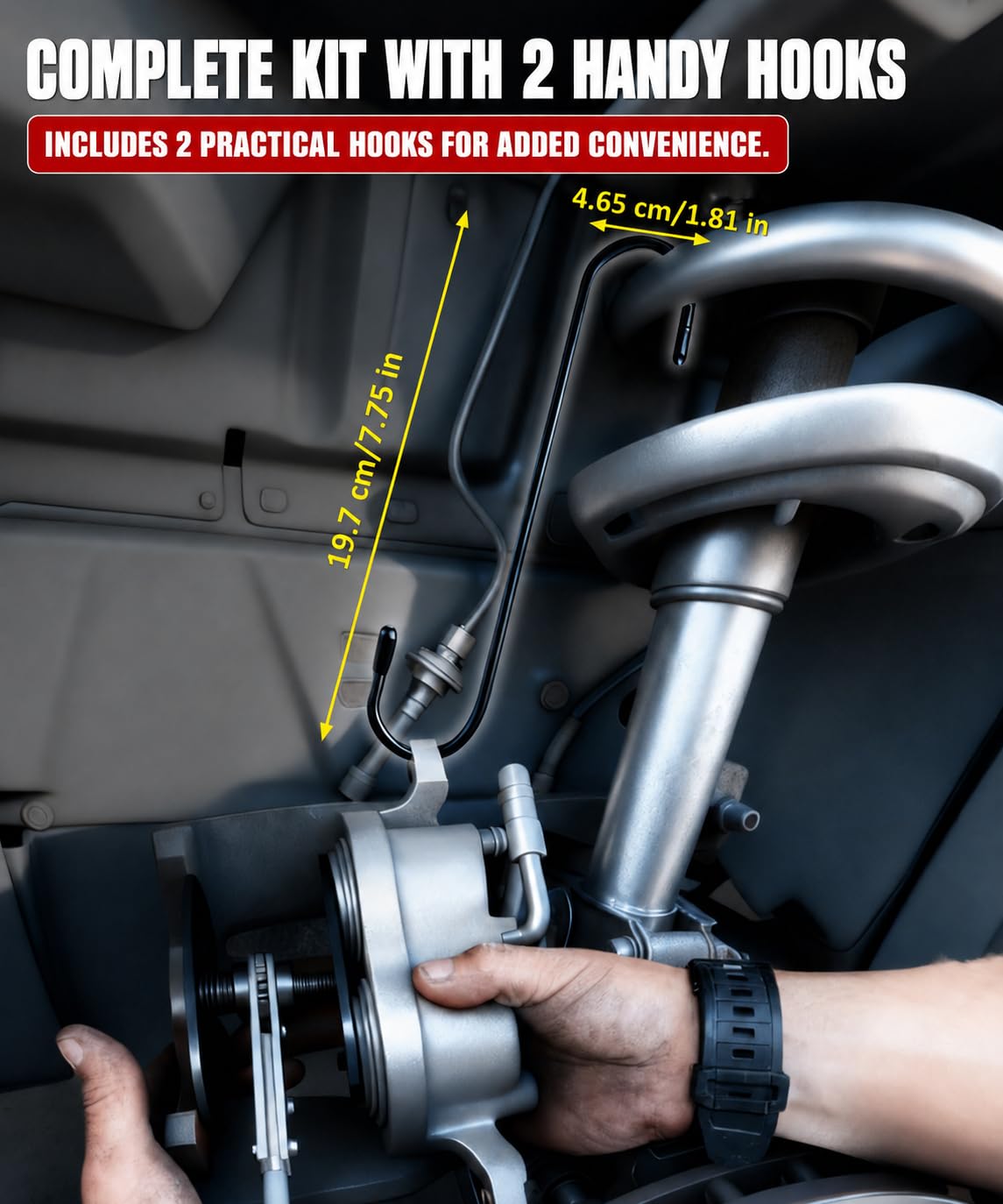 Brake Caliper Compression Tool with 2 Steel Plates and 2 Hooks I81073
