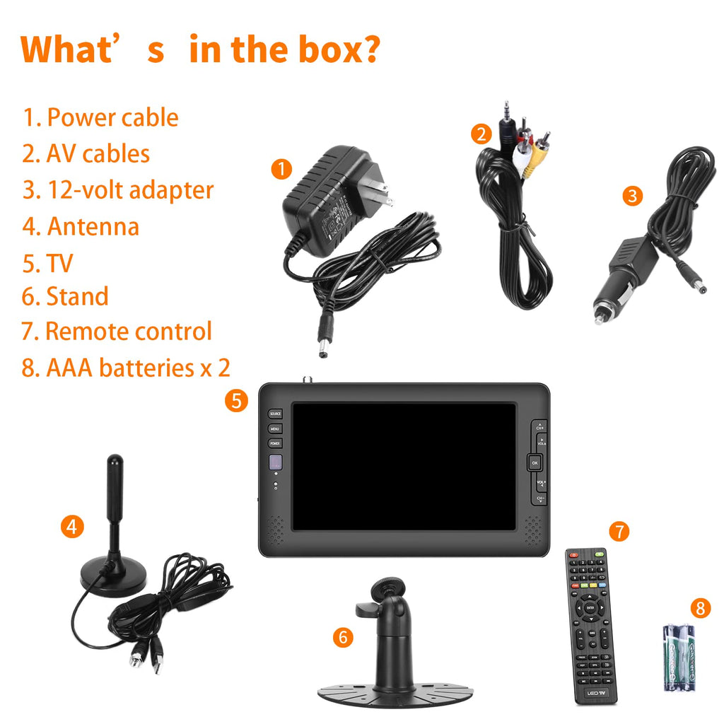 9" IPS Screen Portable TV with ATSC Tuner and Rechargeable Battery U460264