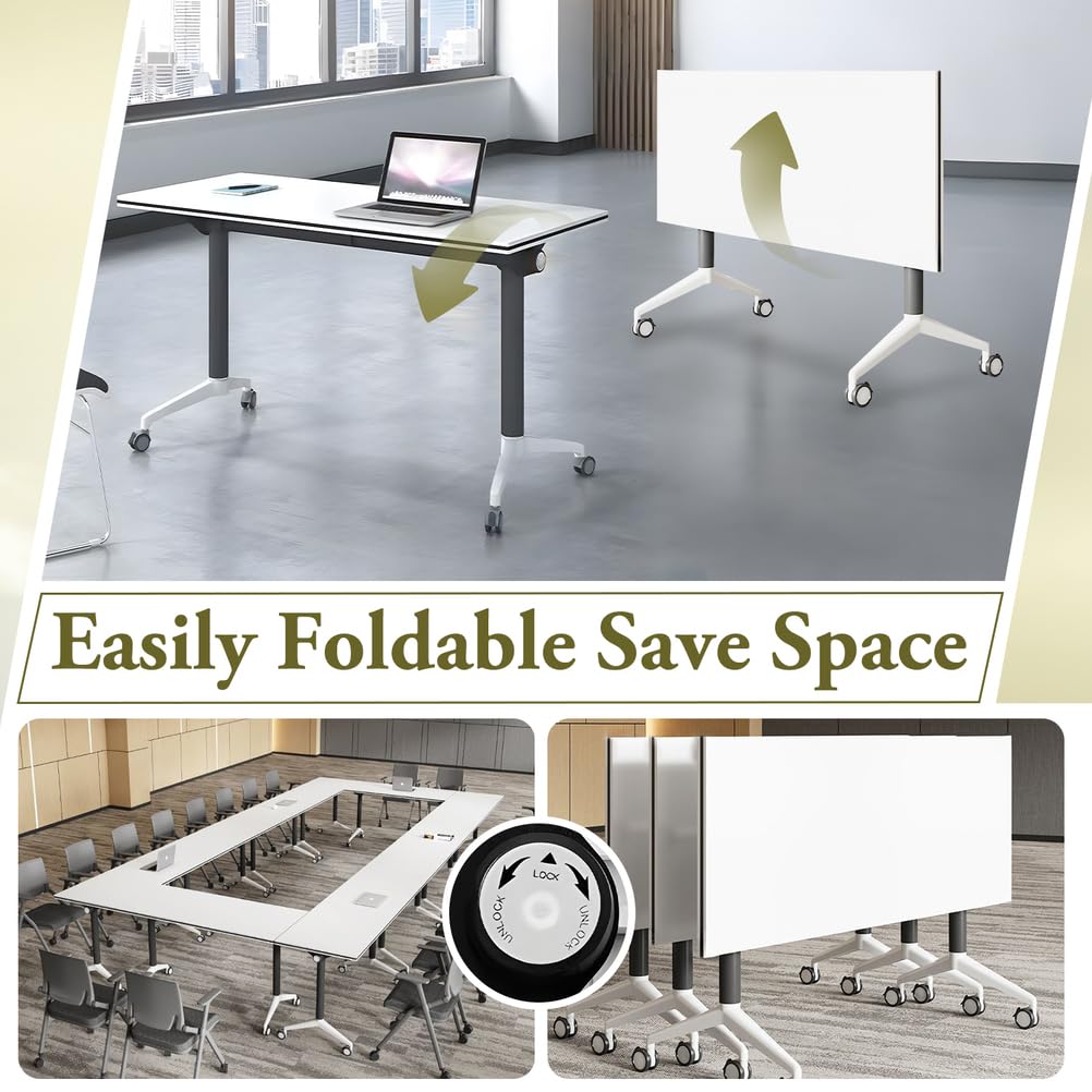 Foldable Mobile Seminar Table with Locking Casters, 8 Pack E995