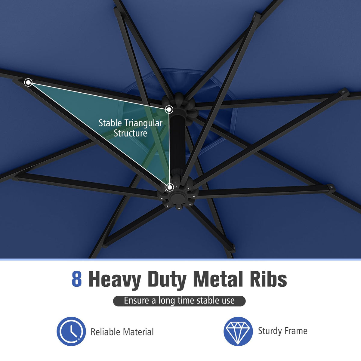 10 FT Navy Offset Cantilever Umbrella U95424