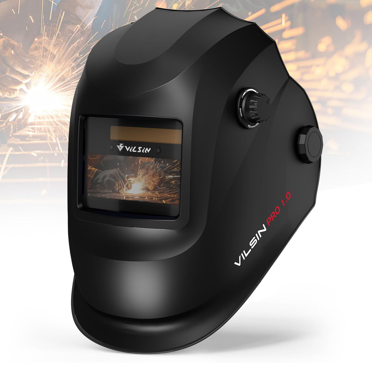 Auto Darkening Solar Powered Welding Helmet with 2 Arc Sensor, Black Z219