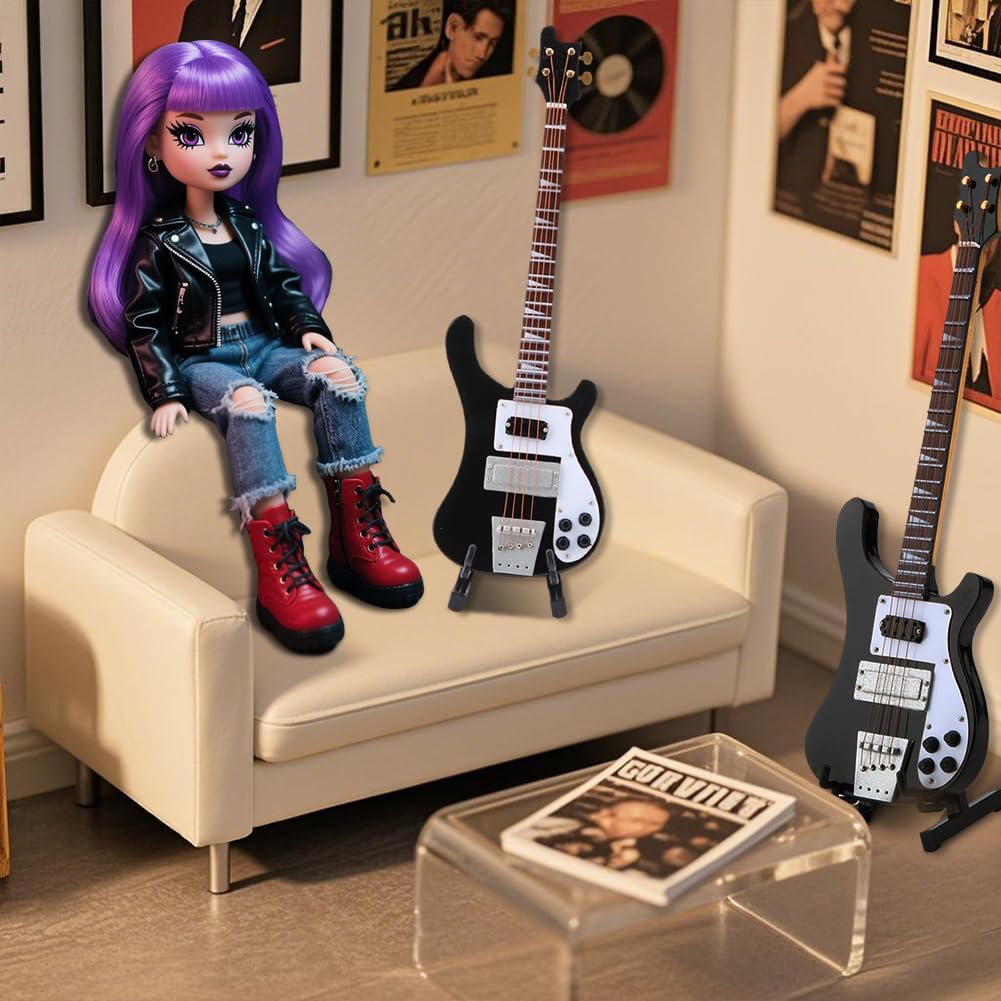 Black Miniature Bass Guitar Replica 1:4 Scale Y244