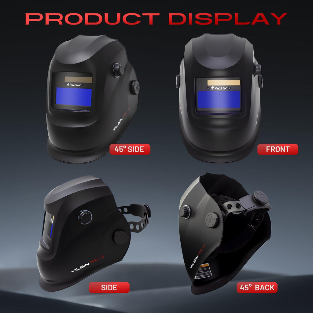 Auto Darkening Solar Powered Welding Helmet with 2 Arc Sensor, Black Z219