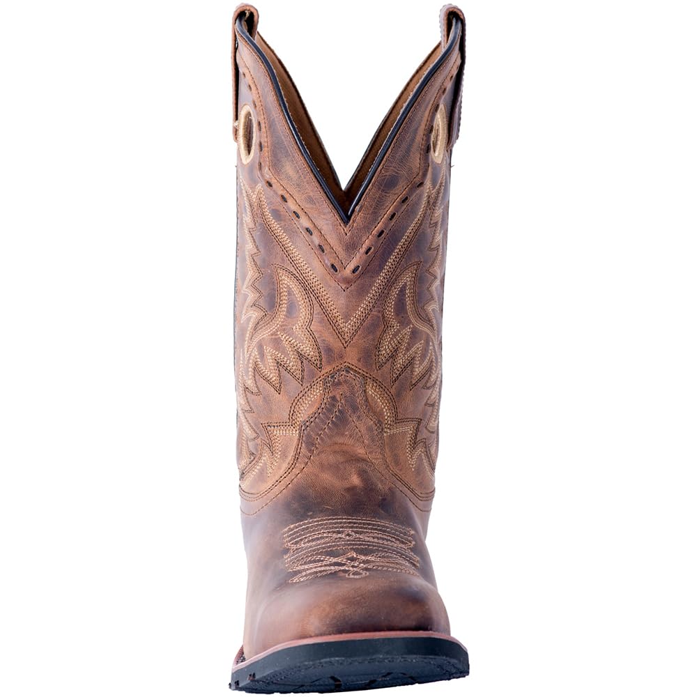 Black Mid Calf Square Toe Pull On Boots C971