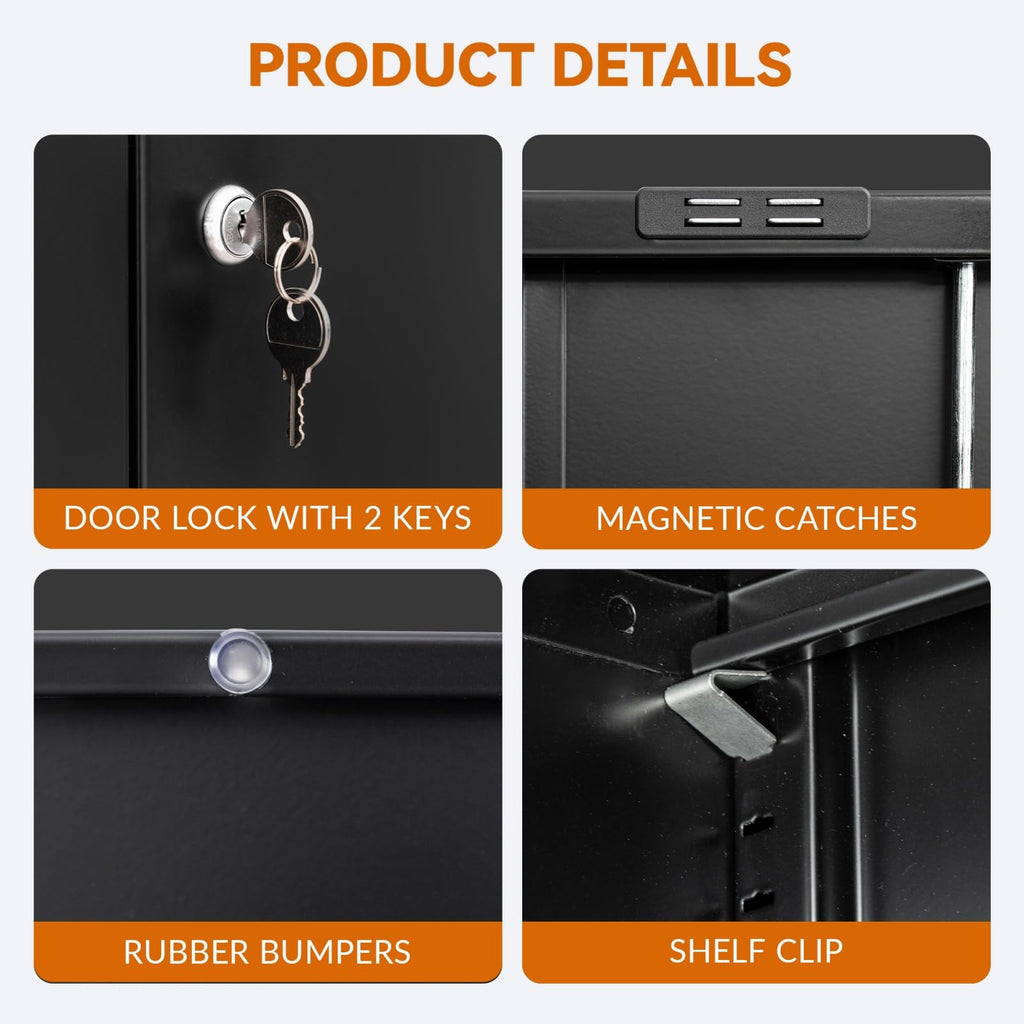Black Metal Storage Cabinet with 2 Drawers B677
