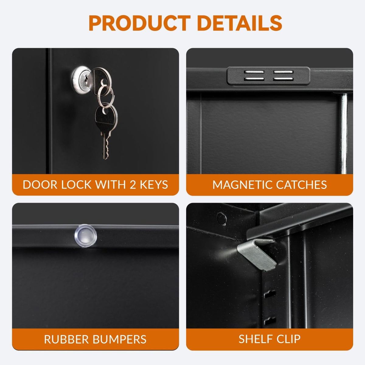 Black Metal Storage Cabinet with 2 Drawers B677