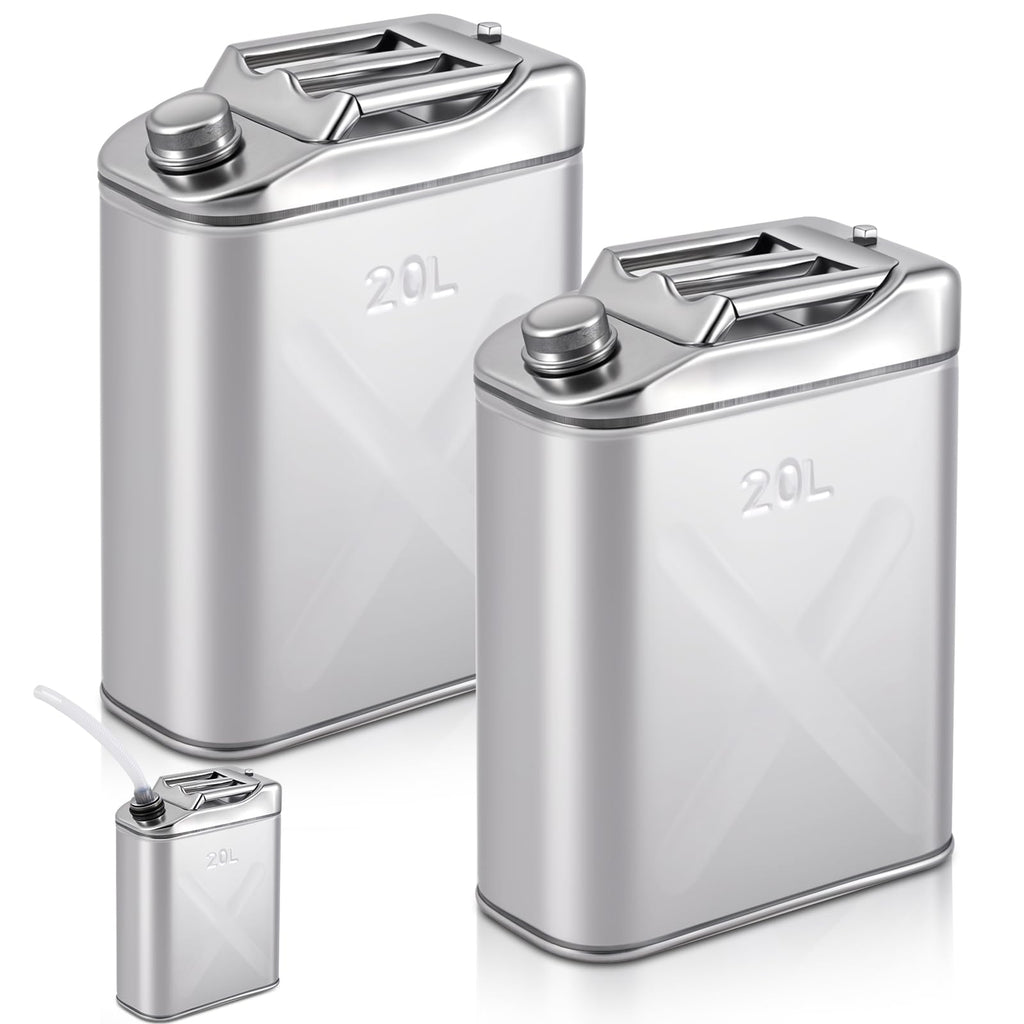 2 Pcs 5 Gallon Stainless Cooking Oil Storage Can with Lid H42848