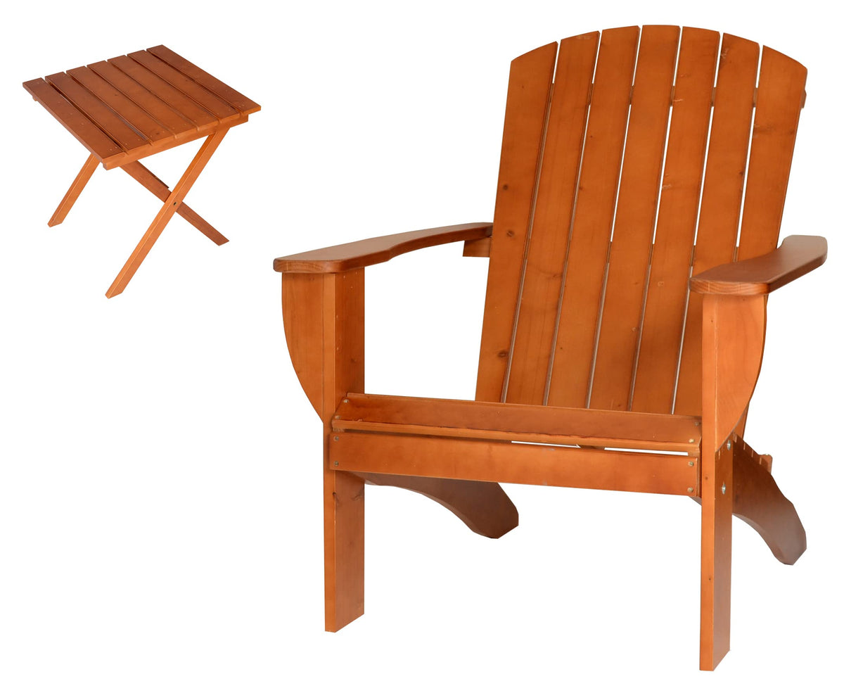 Solid Cedar Adirondack Extra Wide Chair with Folding Table G579