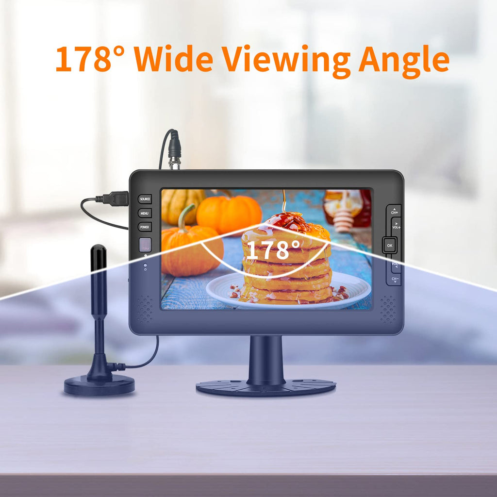 9" IPS Screen Portable TV with ATSC Tuner and Rechargeable Battery U460264