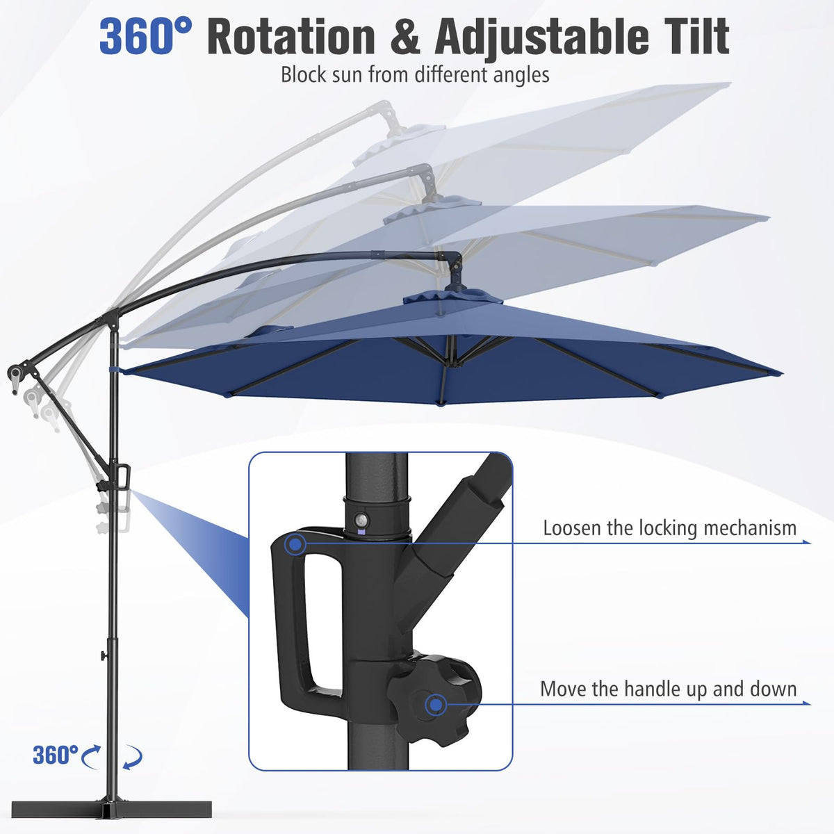 10 FT Navy Offset Cantilever Umbrella U95424