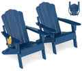 Oversized Folding Adirondack Chairs Set of 2 Blue S1891