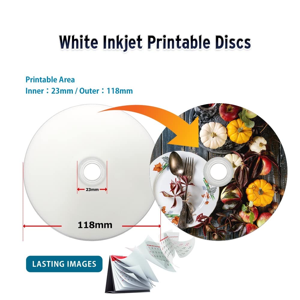 50 GB 6X Blu-ray Double Layer White Inkjet Recordable Disc BD-R DL, 10-Disc Spindle J997