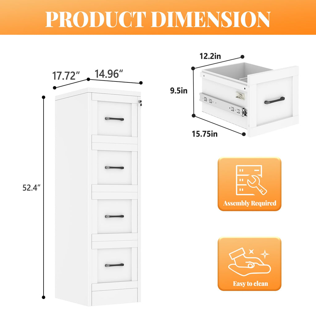 4 Drawer Metal File Cabinet with Lock S512