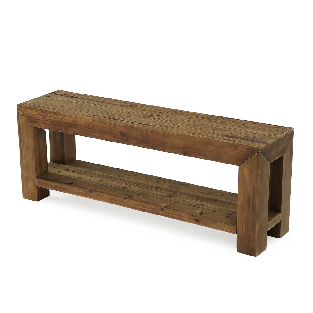 Solid Wood 63" TV Stand with Open Storage Shelves J477