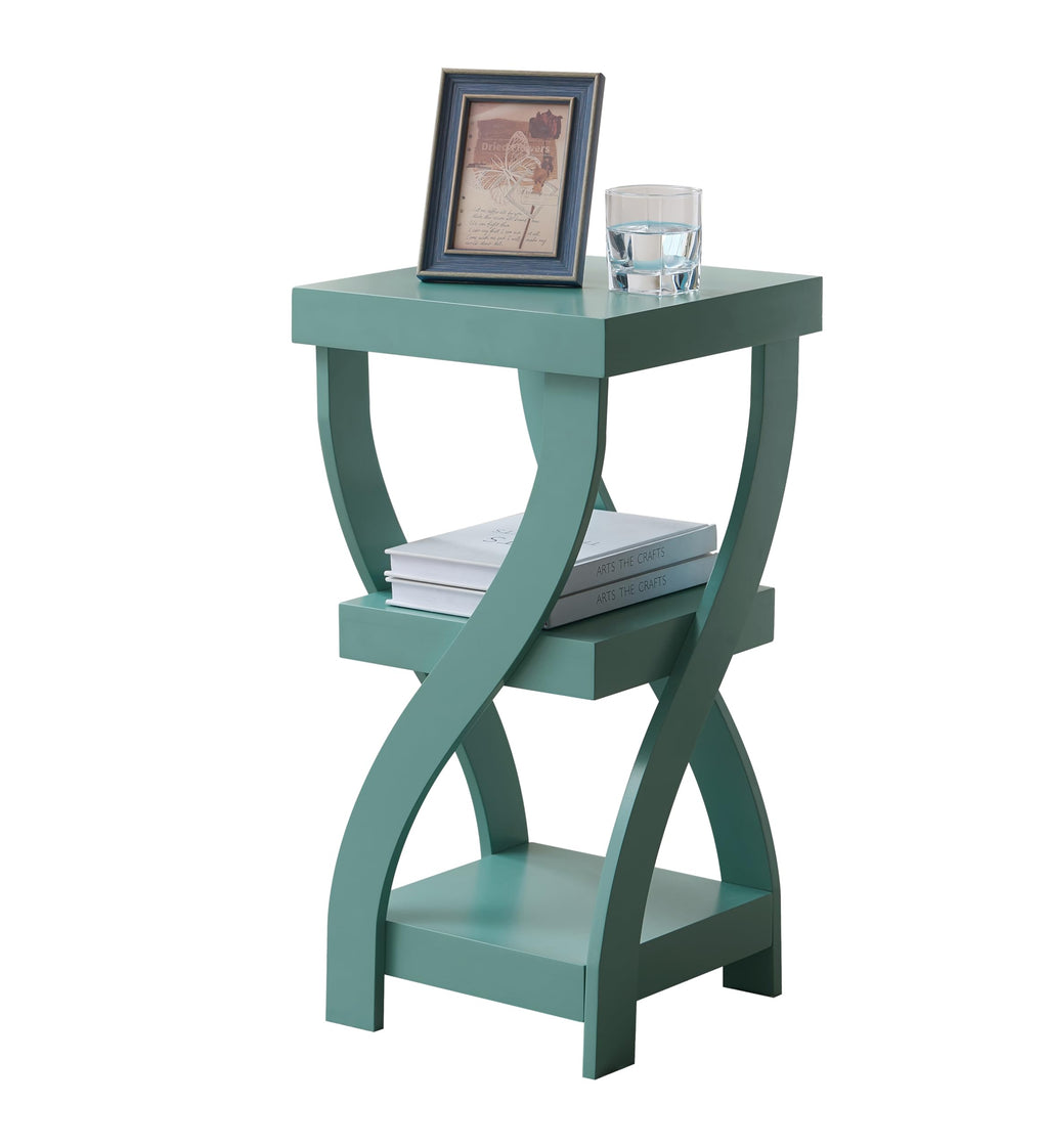 3-Tier Twisted Wood End Table with Open Storage Shelves S8582