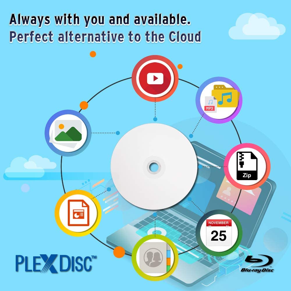 50 GB 6X Blu-ray Double Layer White Inkjet Recordable Disc BD-R DL, 10-Disc Spindle J997