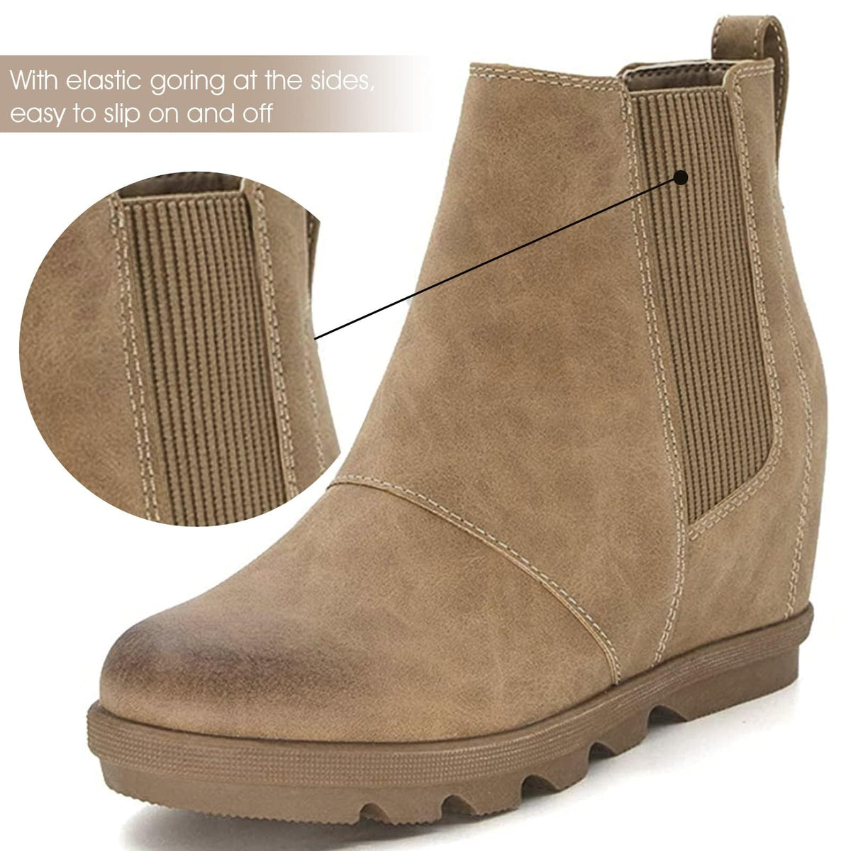 Women's Hidden Heel Chelsea Ankle Wedge Boots Q5733