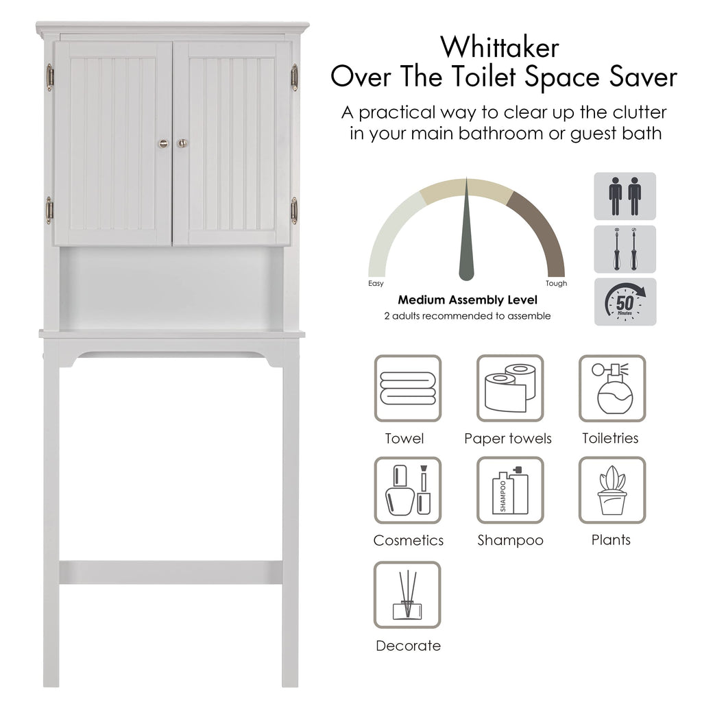 White Bathroom Storage Cabinet with Doors P8592