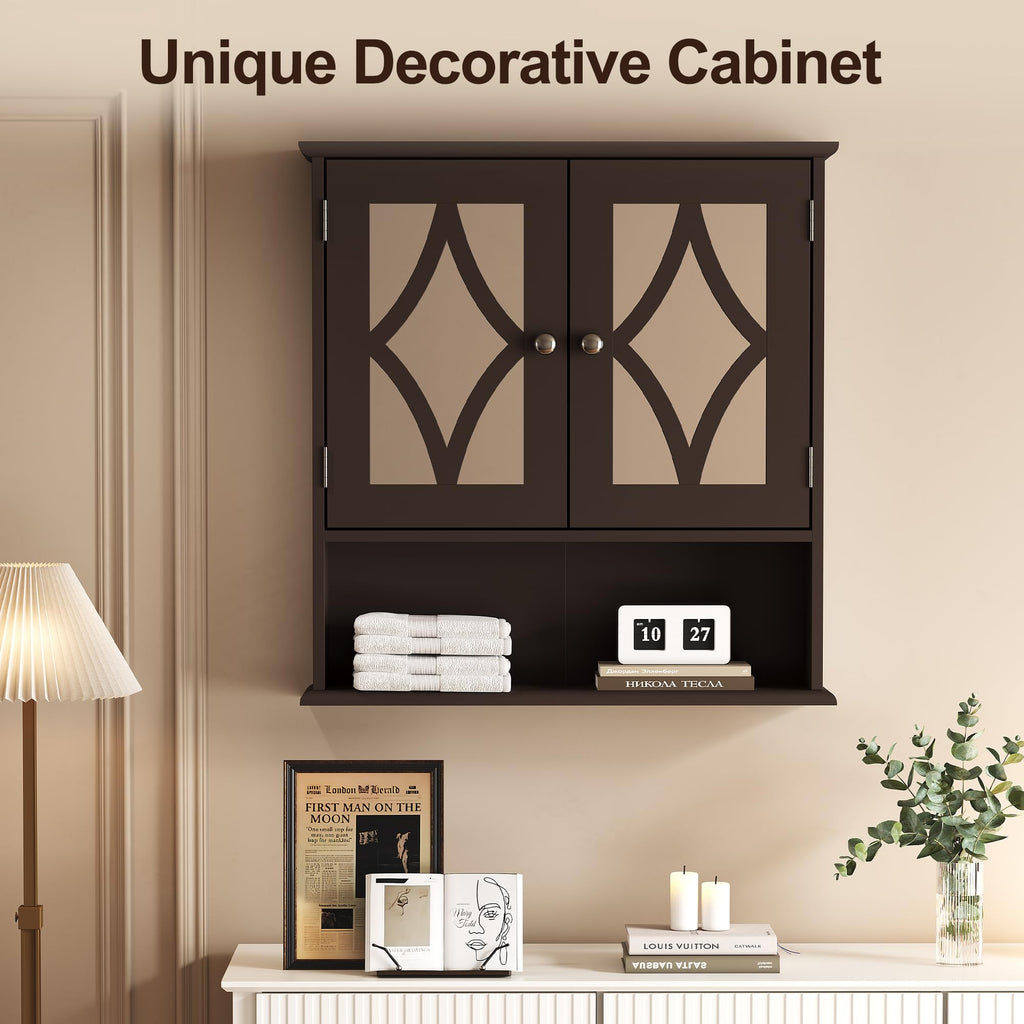 Wall Mounted Bathroom Medicine Cabinet with Towel Rack 22x25 inch U195346