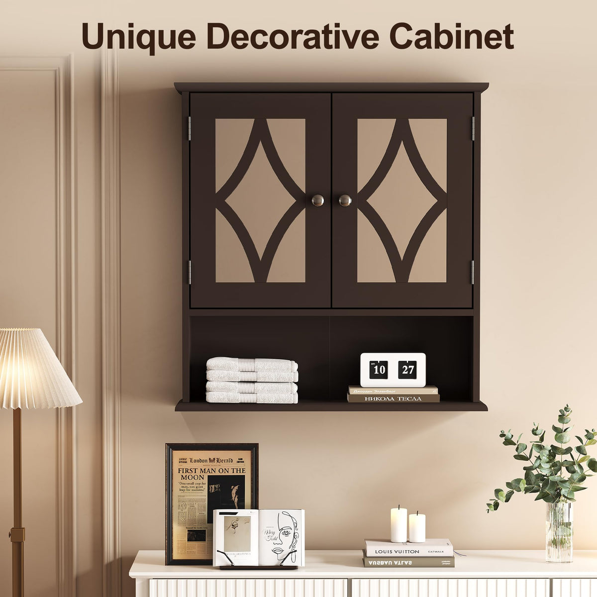 Wall Mounted Bathroom Medicine Cabinet with Towel Rack 22x25 inch U195346