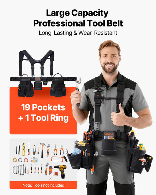 19 Pockets Adjustable Tool Belt with Suspenders P692306