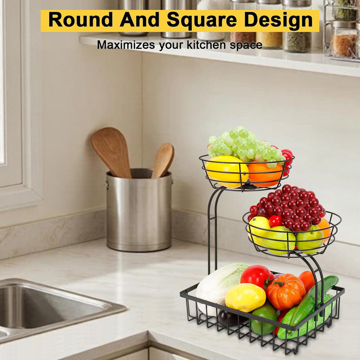 3 Tier Metal Fruit Vegetable Basket C7972
