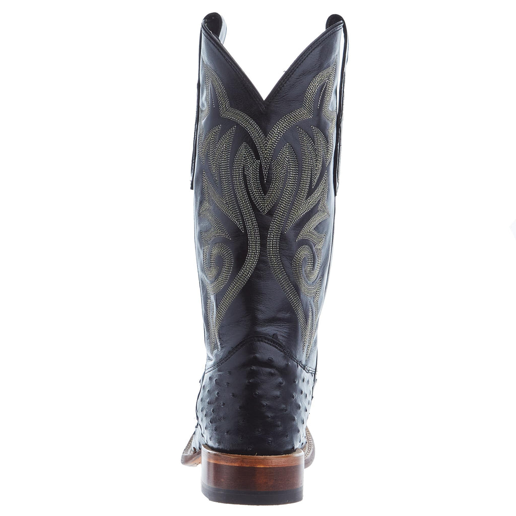 Black Ostrich Square Toe Cowboy Boot E83184