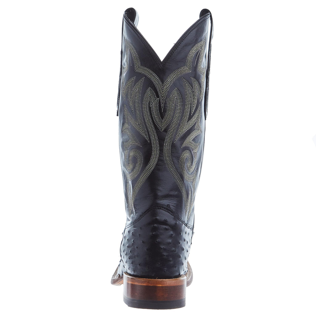 Black Ostrich Square Toe Cowboy Boot E83184