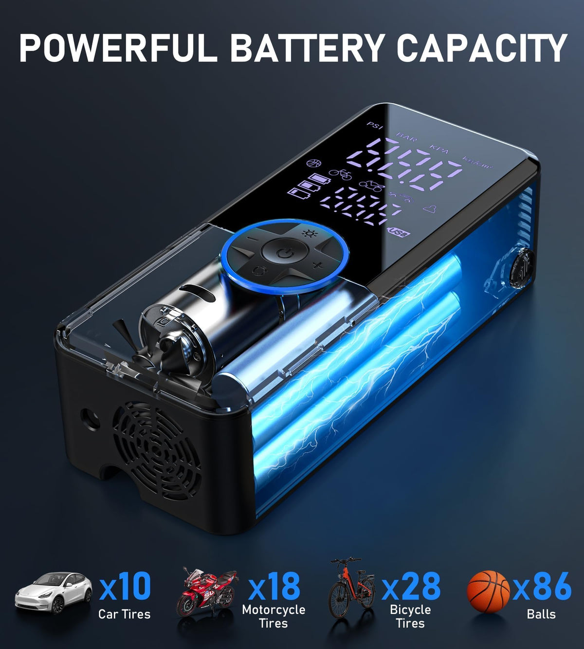 Portable Cordless Tire Inflator Air Compressor with Digital Gauge I4350