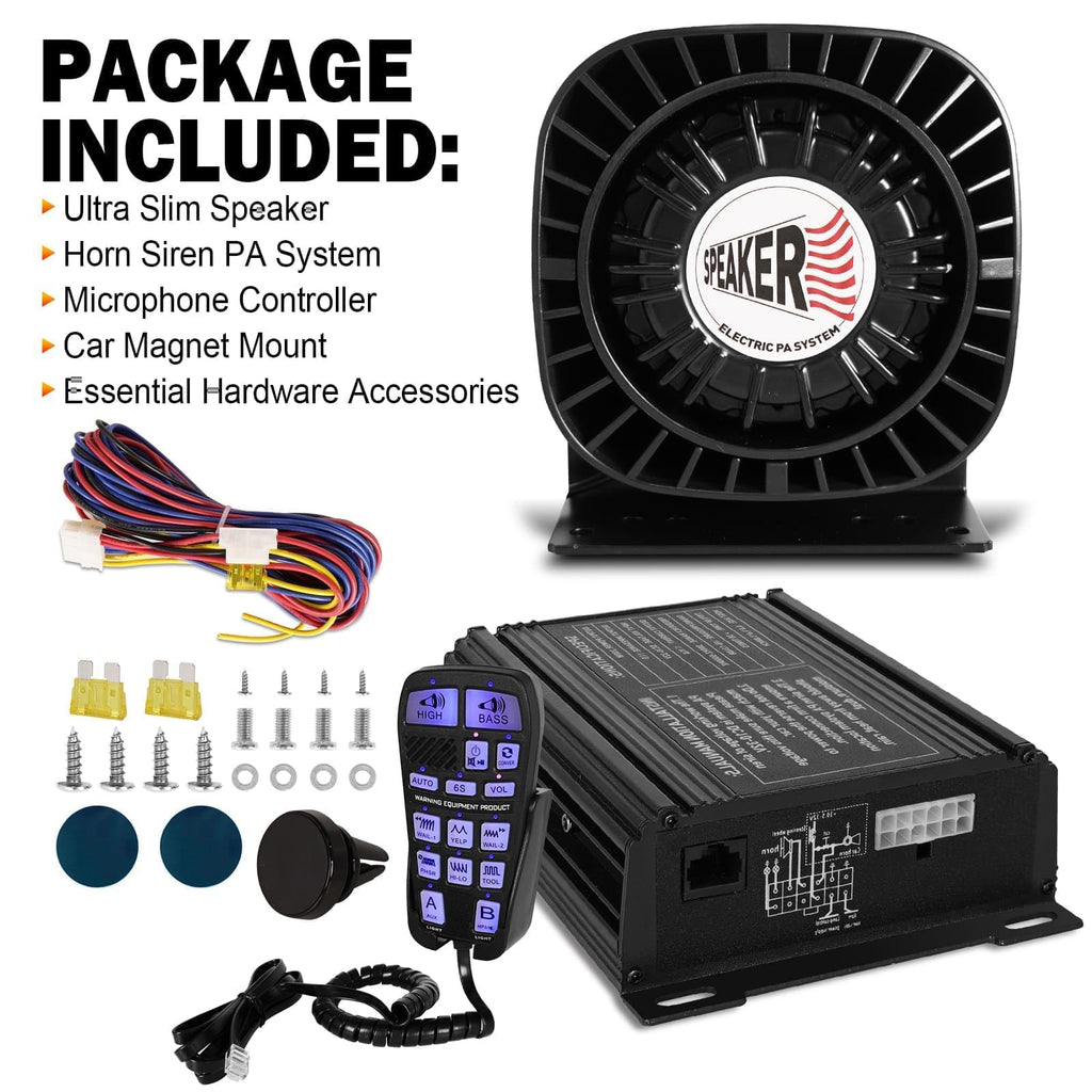 200W Multi-Tones Emergency Siren Speaker Kit with Handheld Microphone E8889