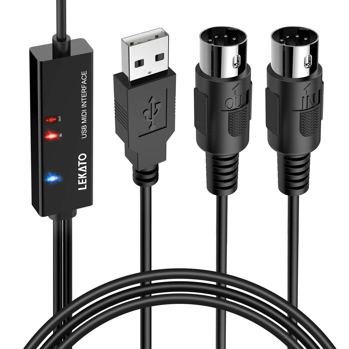 USB MIDI Cable 6.5Ft with Input & Output P33610