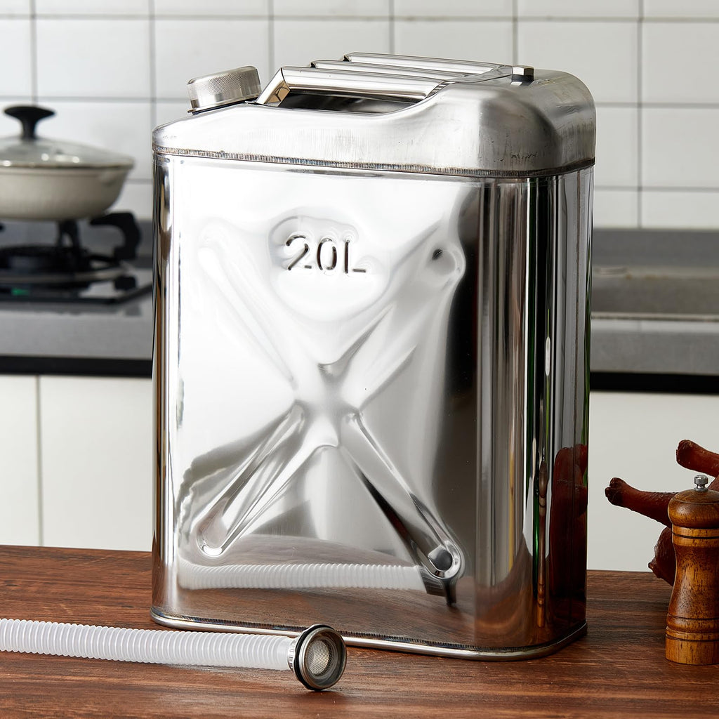 2 Pcs 5 Gallon Stainless Cooking Oil Storage Can with Lid H42848