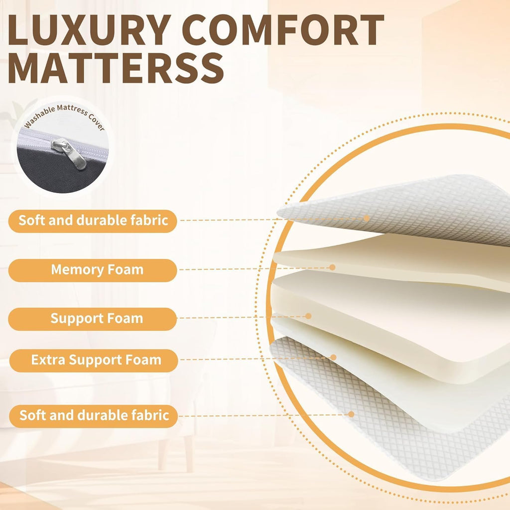Foldable Roll Away Bed with Mattress 75" x 38" O58357